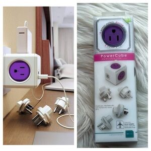 Allocacoc PowerCube Travel Adaptor 6 Devices 4 Outlets 2 USB International